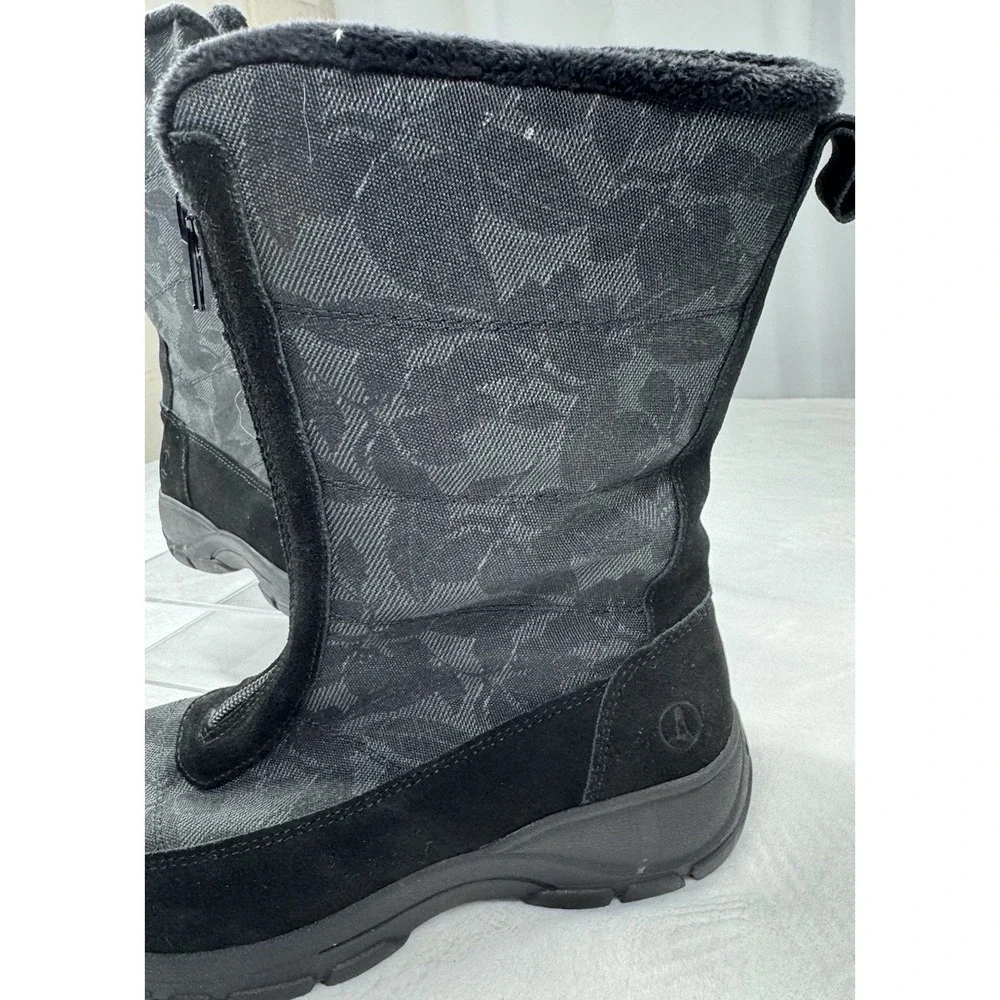 Lands End Thermolite Black Suede & Canvas Fleece Lined Boots‎ Womens Size 6.5